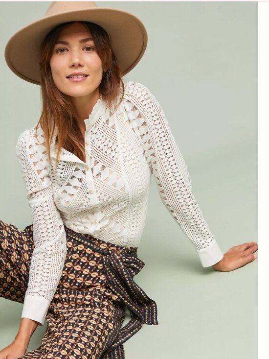 Anthropologie Tops - Anthropologie Lace Button Down Blouse